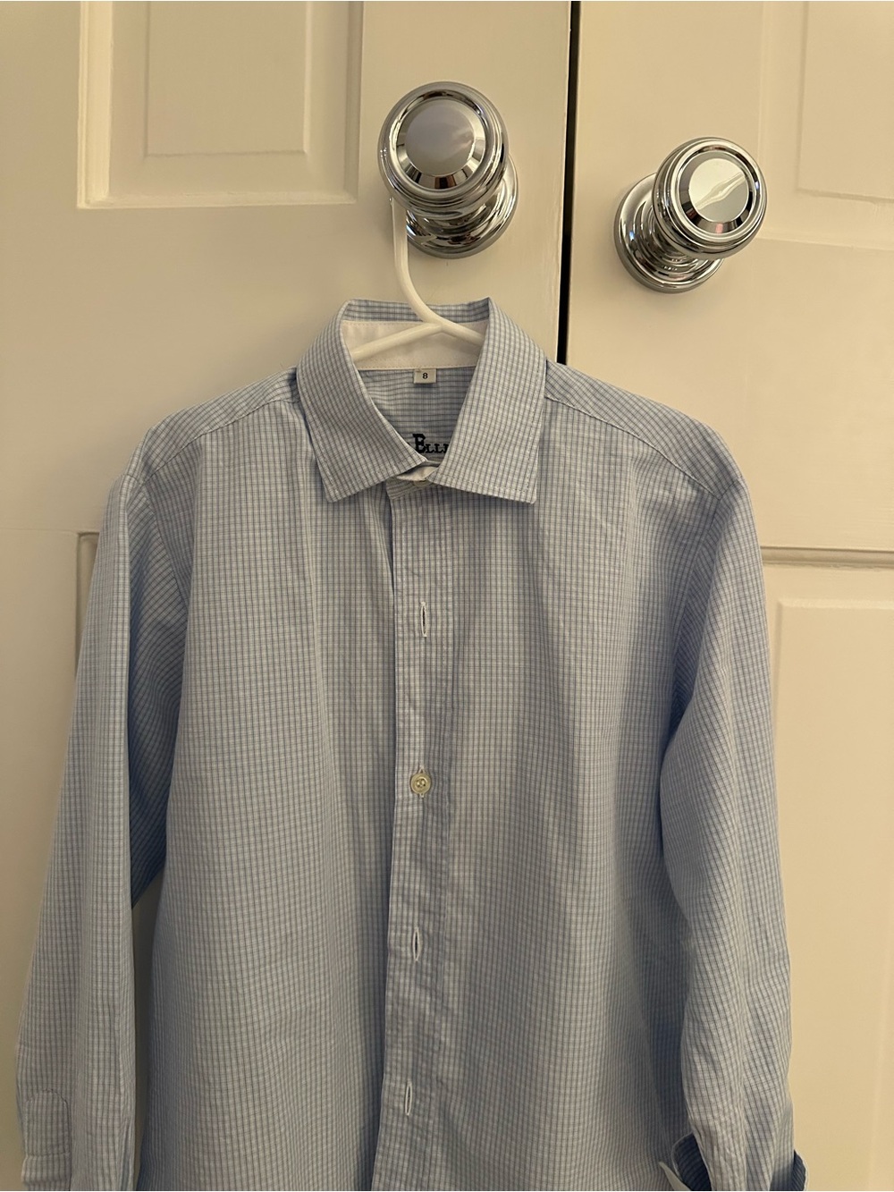 Peter Elliot Blue Bous Light Blue Micro-Check Button-Down Shirt